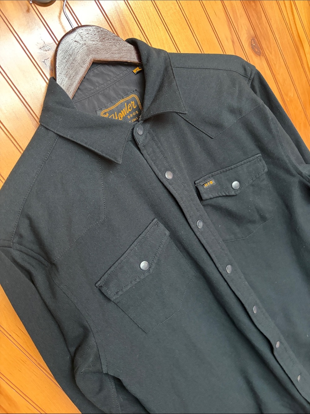 Howler Brothers Men's Stockman Stretch Western Snap Shirt Black Size M